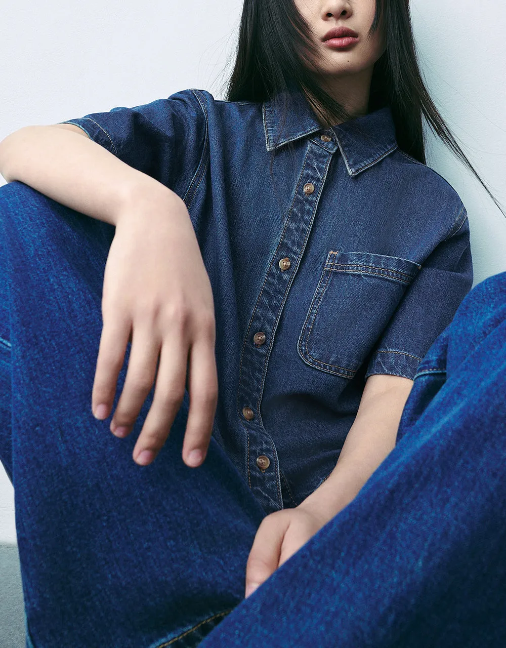 Skinny Denim Shirt sold by Urban Revivo product image thumbnail 3