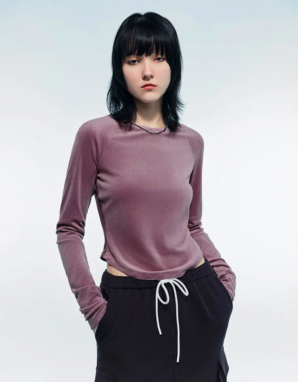 Raglan Sleeve Crew Neck Skinny T-Shirt sold by Urban Revivo