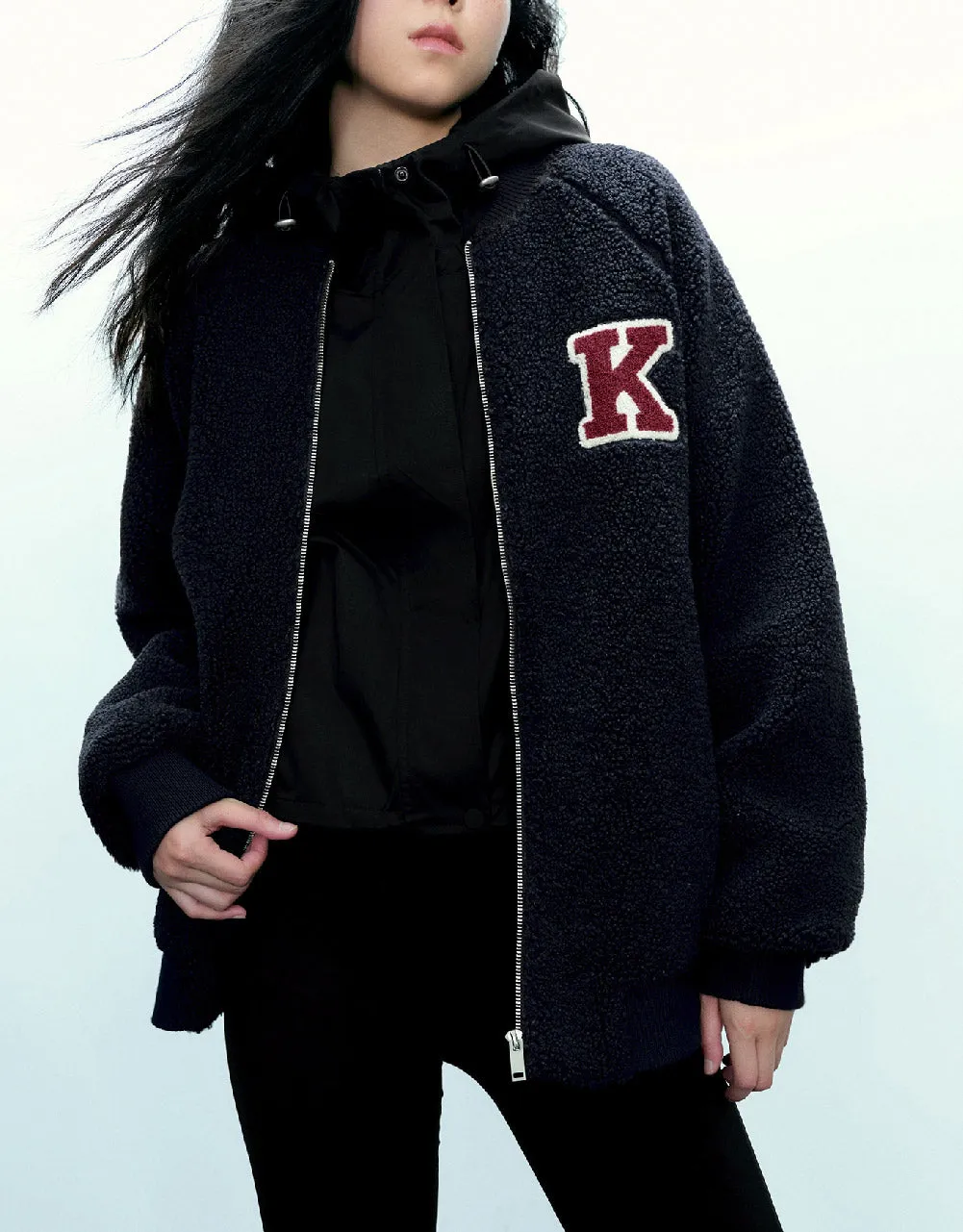 Letter Embroidered Zipper Front Jacket sold by Urban Revivo product image thumbnail 3