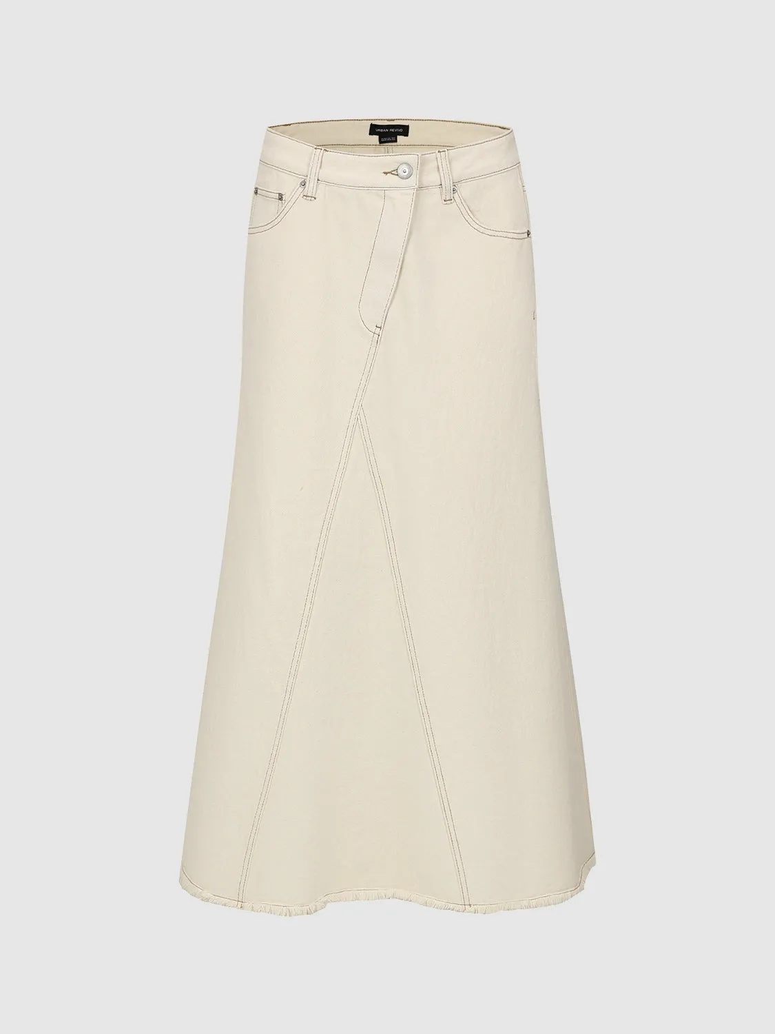 Raw Hem Denim Skirt sold by Urban Revivo