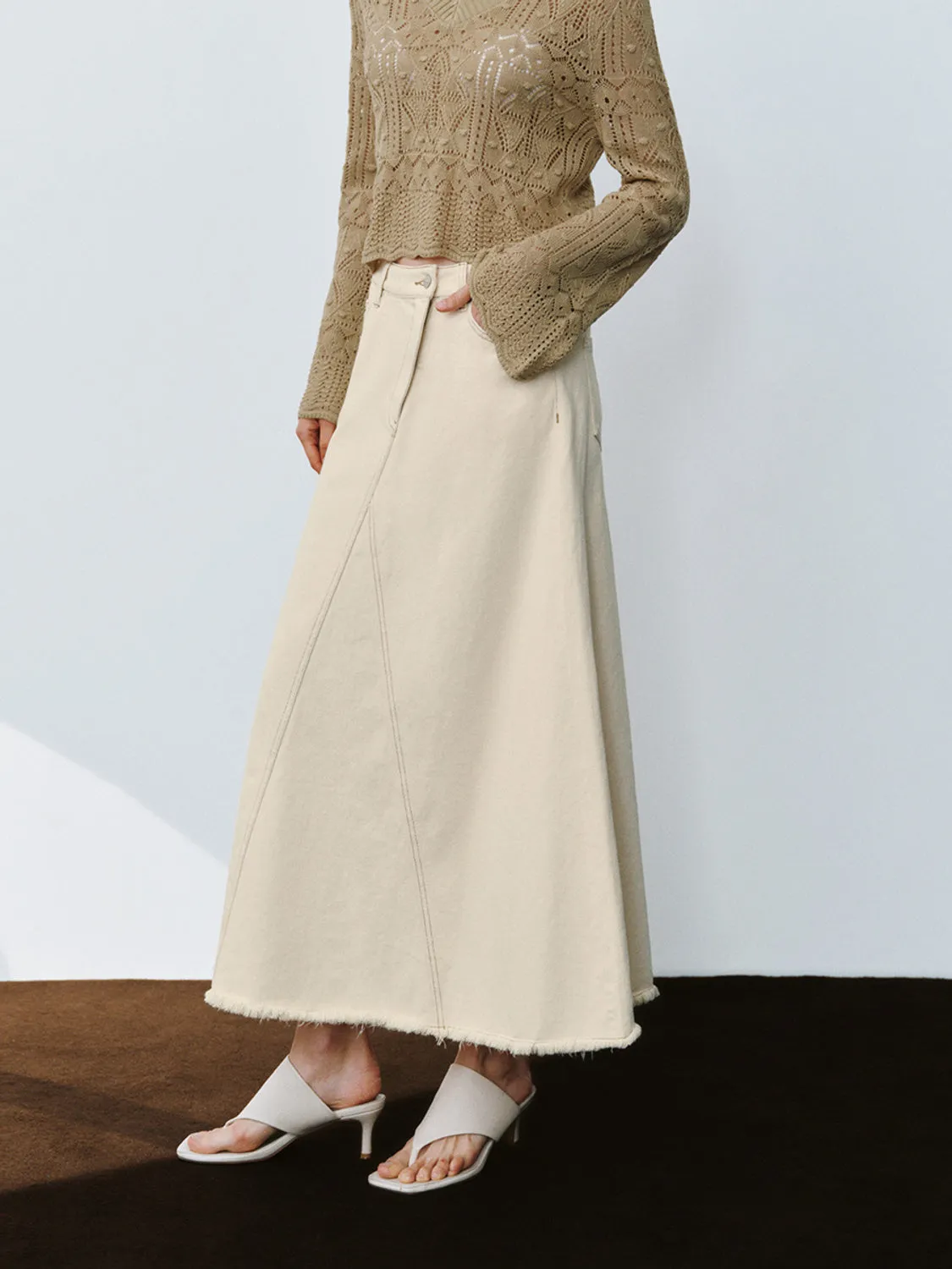 Raw Hem Denim Skirt sold by Urban Revivo product image thumbnail 4