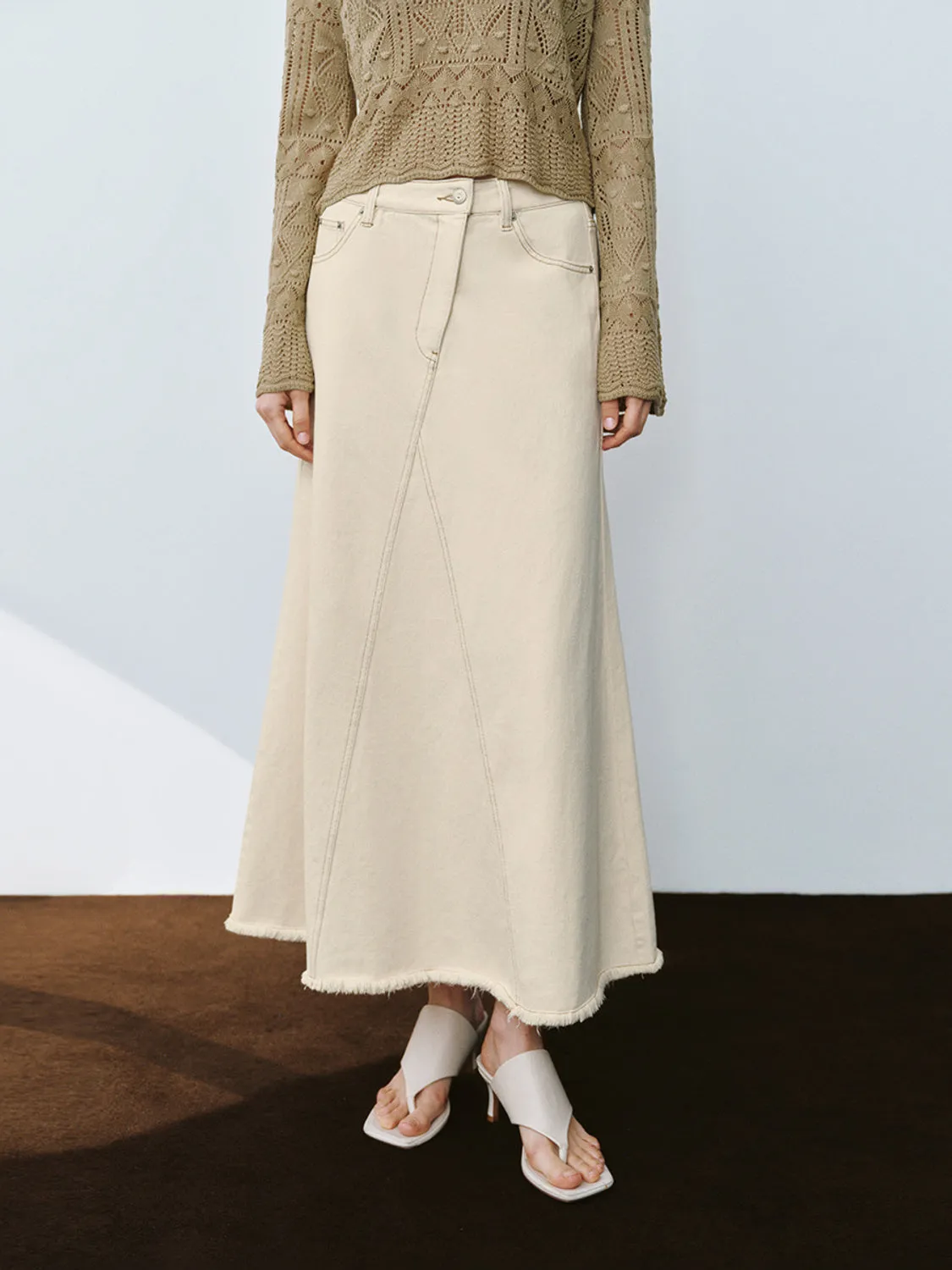 Raw Hem Denim Skirt sold by Urban Revivo product image thumbnail 2