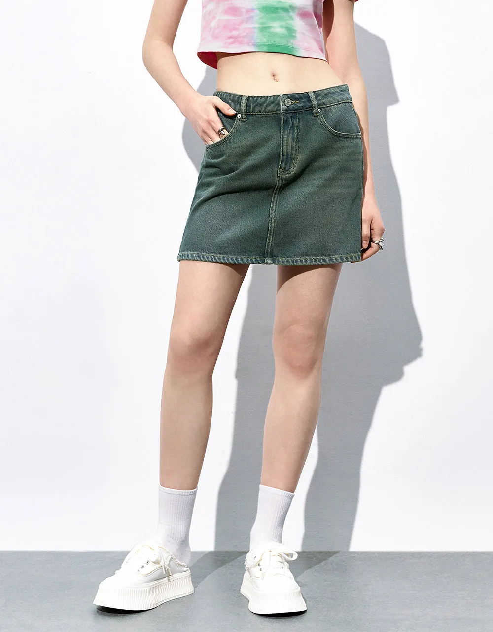 Mini A-Line Denim Skirt sold by Urban Revivo product image thumbnail 2