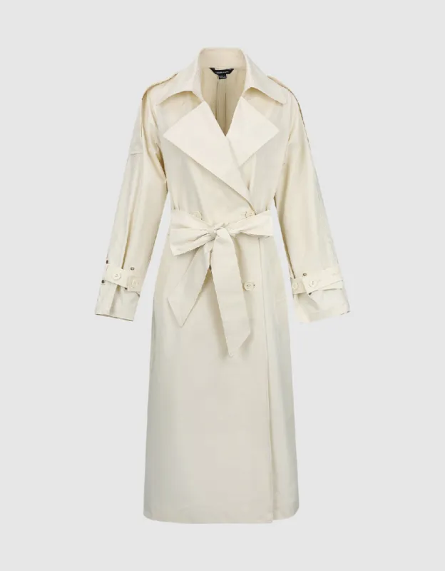 Double Breasted Notch Lapel Trench Coat sold by Urban Revivo