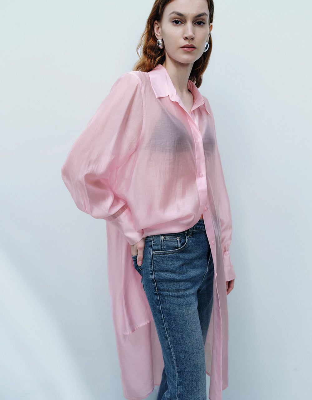 Sheer Long Straight Shirt sold by Urban Revivo product image thumbnail 3