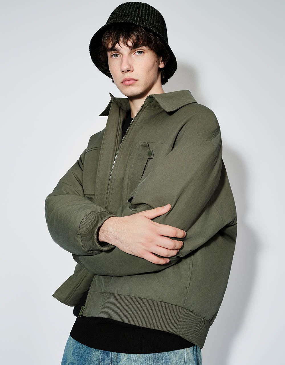 Zipper Front Straight Padded Coat sold by Urban Revivo product image thumbnail 3