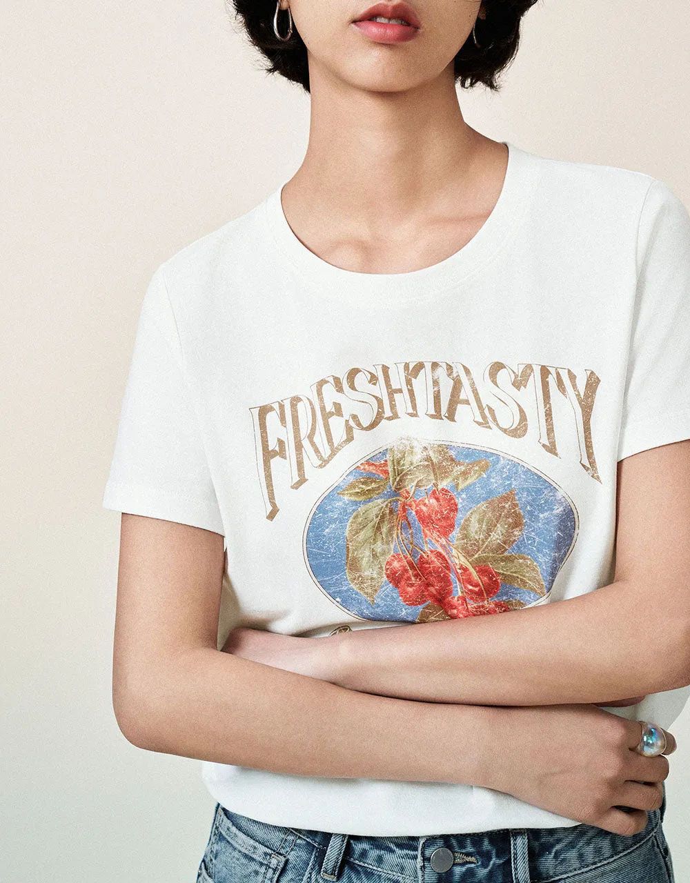 Printed Crew Neck Straight T-Shirt sold by Urban Revivo product image thumbnail 4