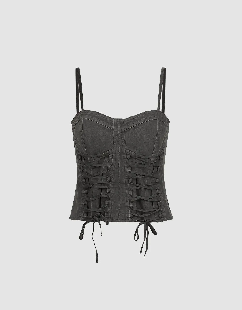 Lace Up V-Neck Cami Top sold by Urban Revivo product image thumbnail 2