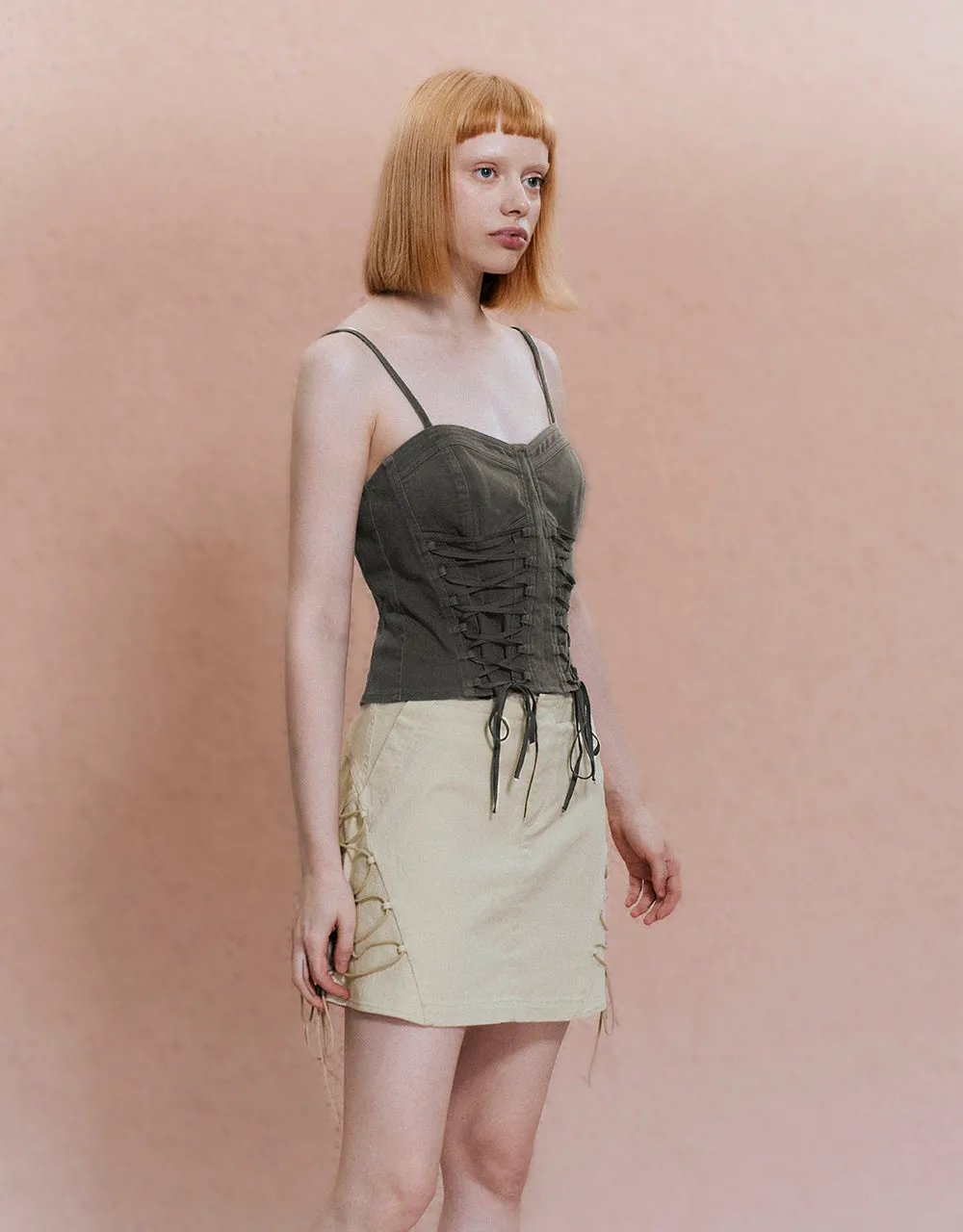 Lace Up V-Neck Cami Top sold by Urban Revivo product image thumbnail 3