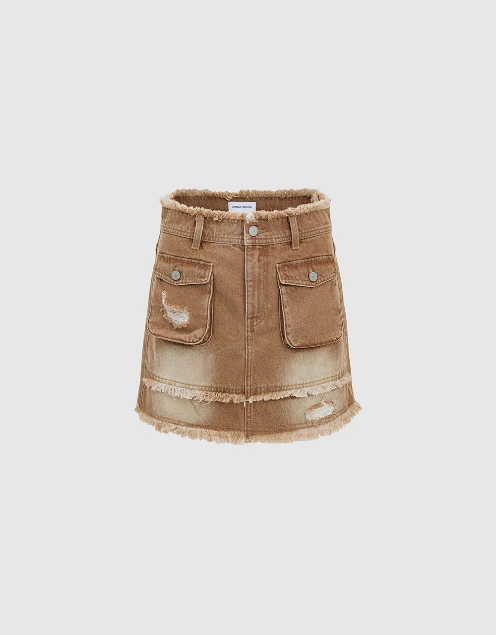 Raw Hem Mini A-Line Denim Skirt sold by Urban Revivo