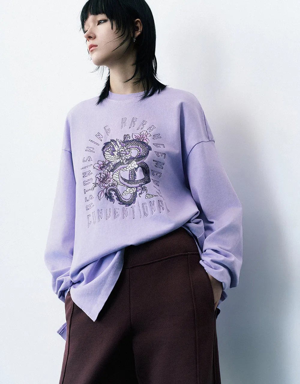 Printed Crew Neck Loose T-Shirt sold by Urban Revivo product image thumbnail 3