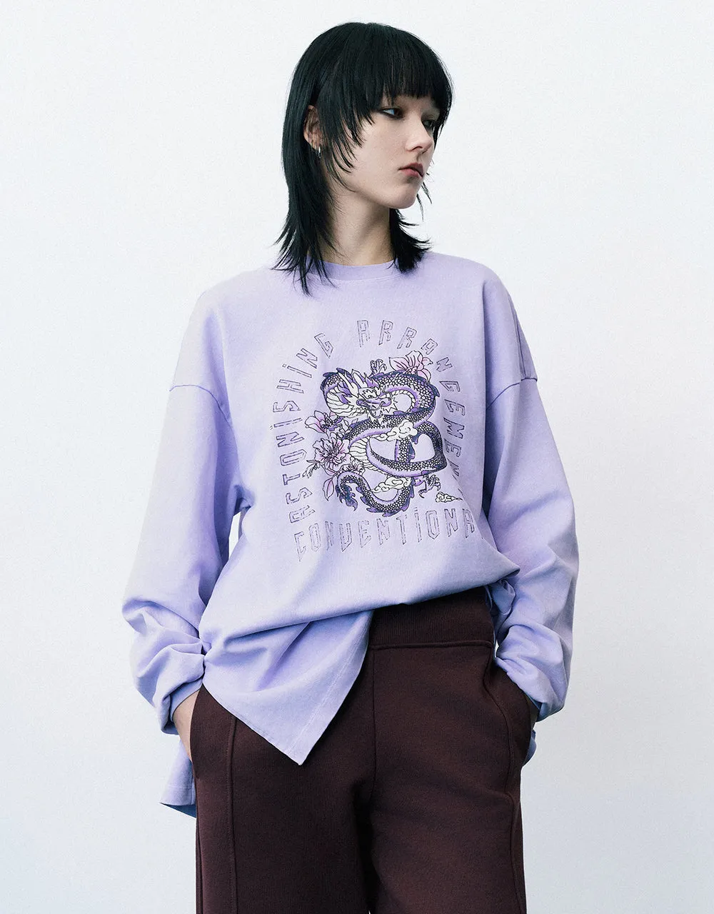 Printed Crew Neck Loose T-Shirt sold by Urban Revivo