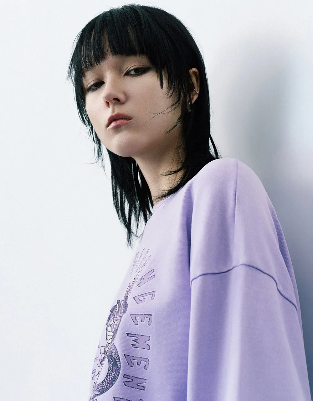 Printed Crew Neck Loose T-Shirt sold by Urban Revivo product image thumbnail 4