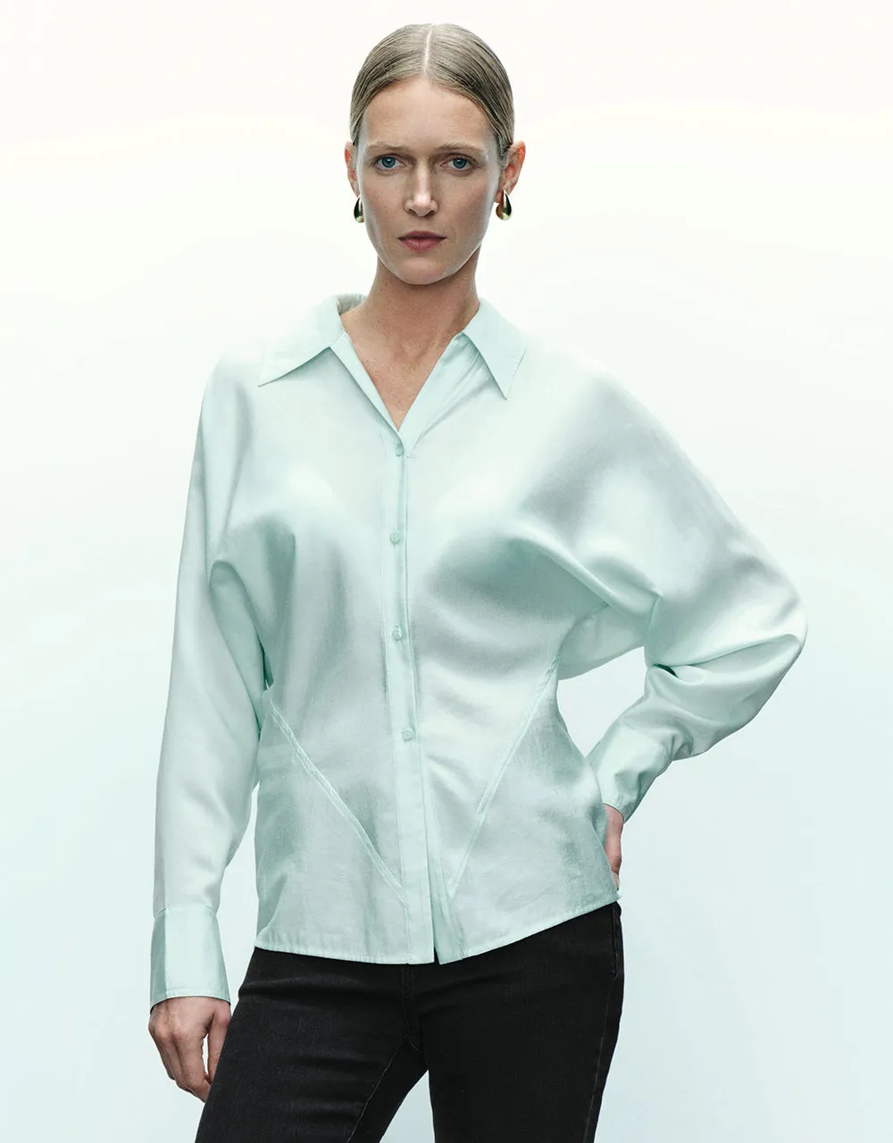 Dolman Sleeve Button Up Skater Shirt sold by Urban Revivo