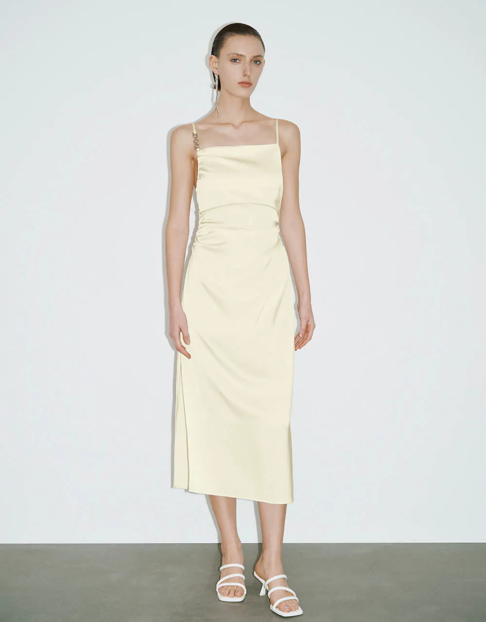 Ruched Square-cut Collar Straight Cami Dress sold by Urban Revivo