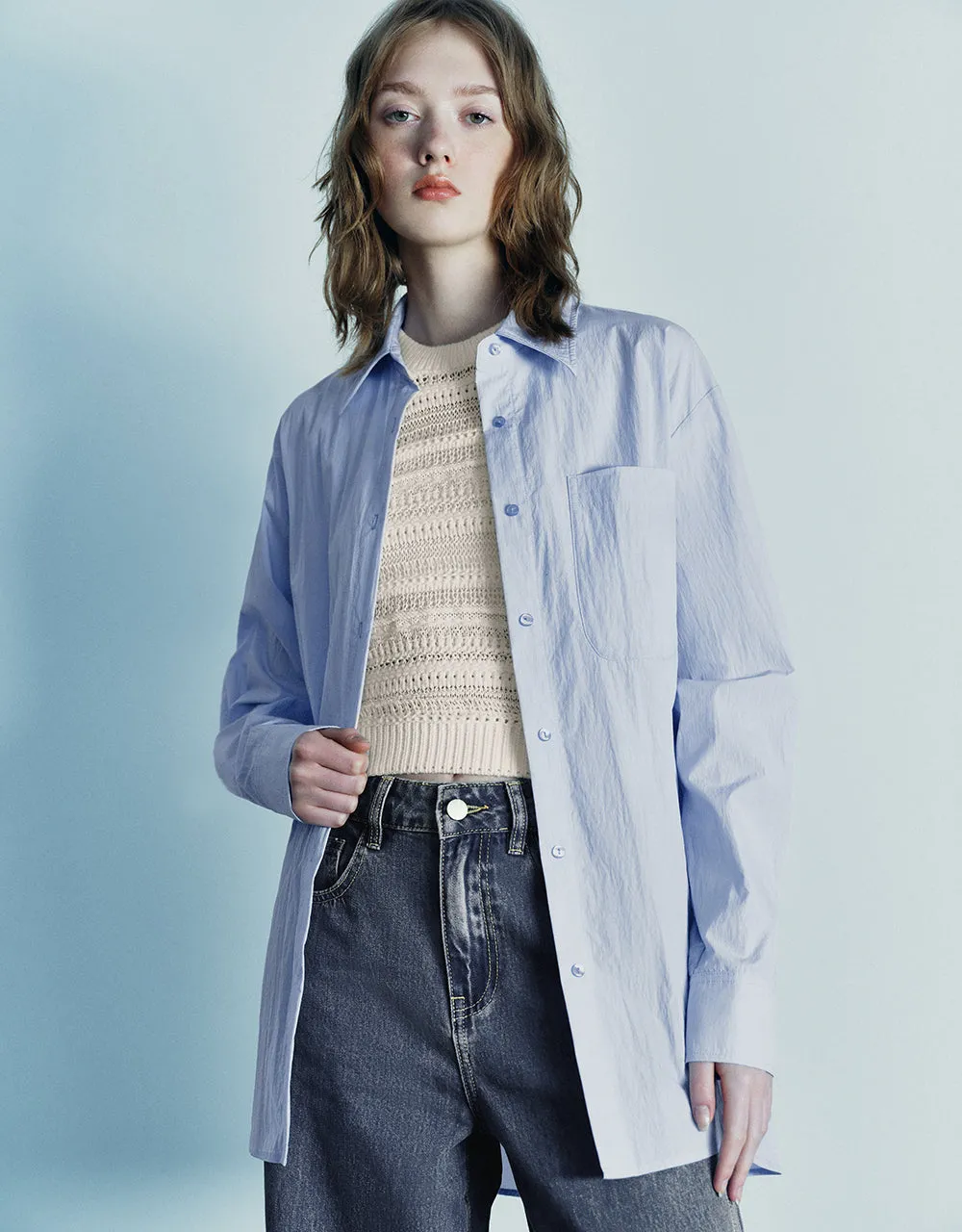 Button Up Straight Shirt sold by Urban Revivo