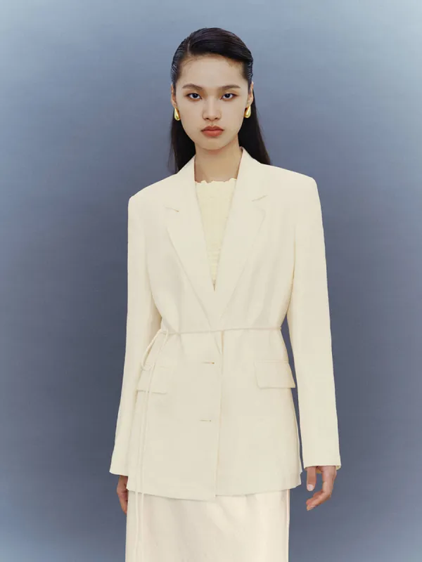Textured Tailored Notch Lapel Straight Blazer sold by Urban Revivo