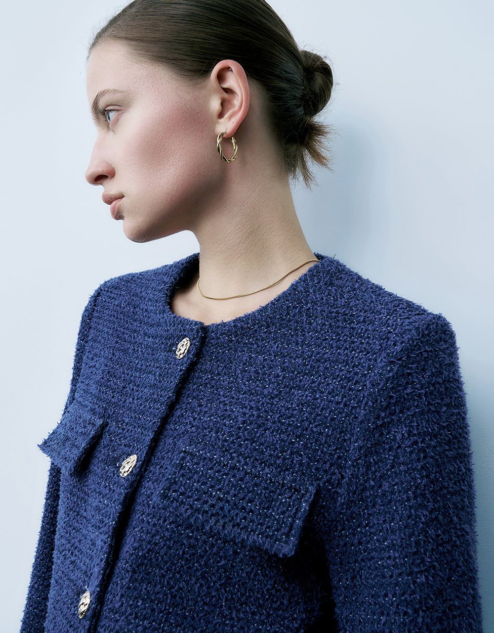 Crew Neck Tweed Denim Jacket sold by Urban Revivo product image thumbnail 5