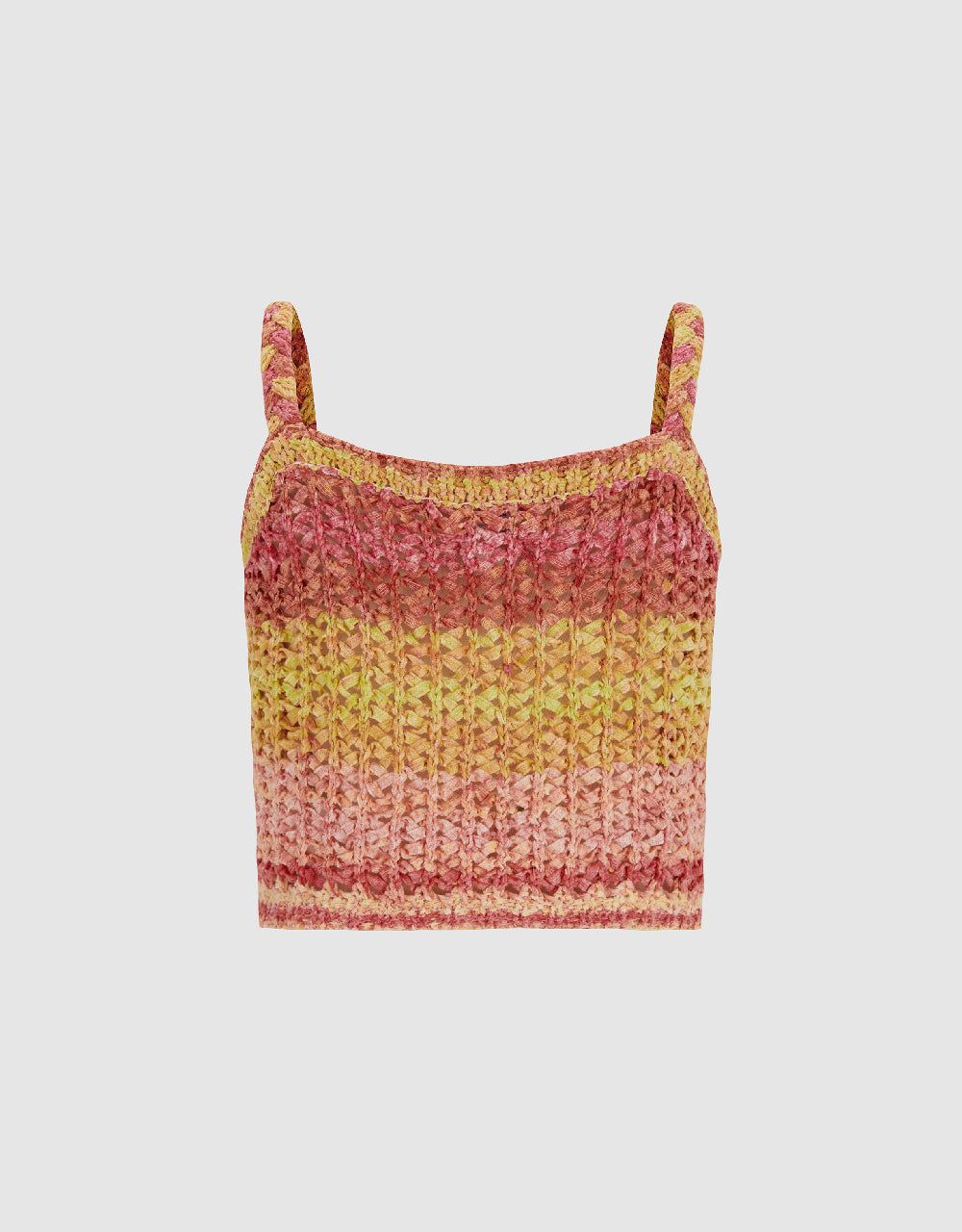 Crochet Striped Knitted Cami Top sold by Urban Revivo