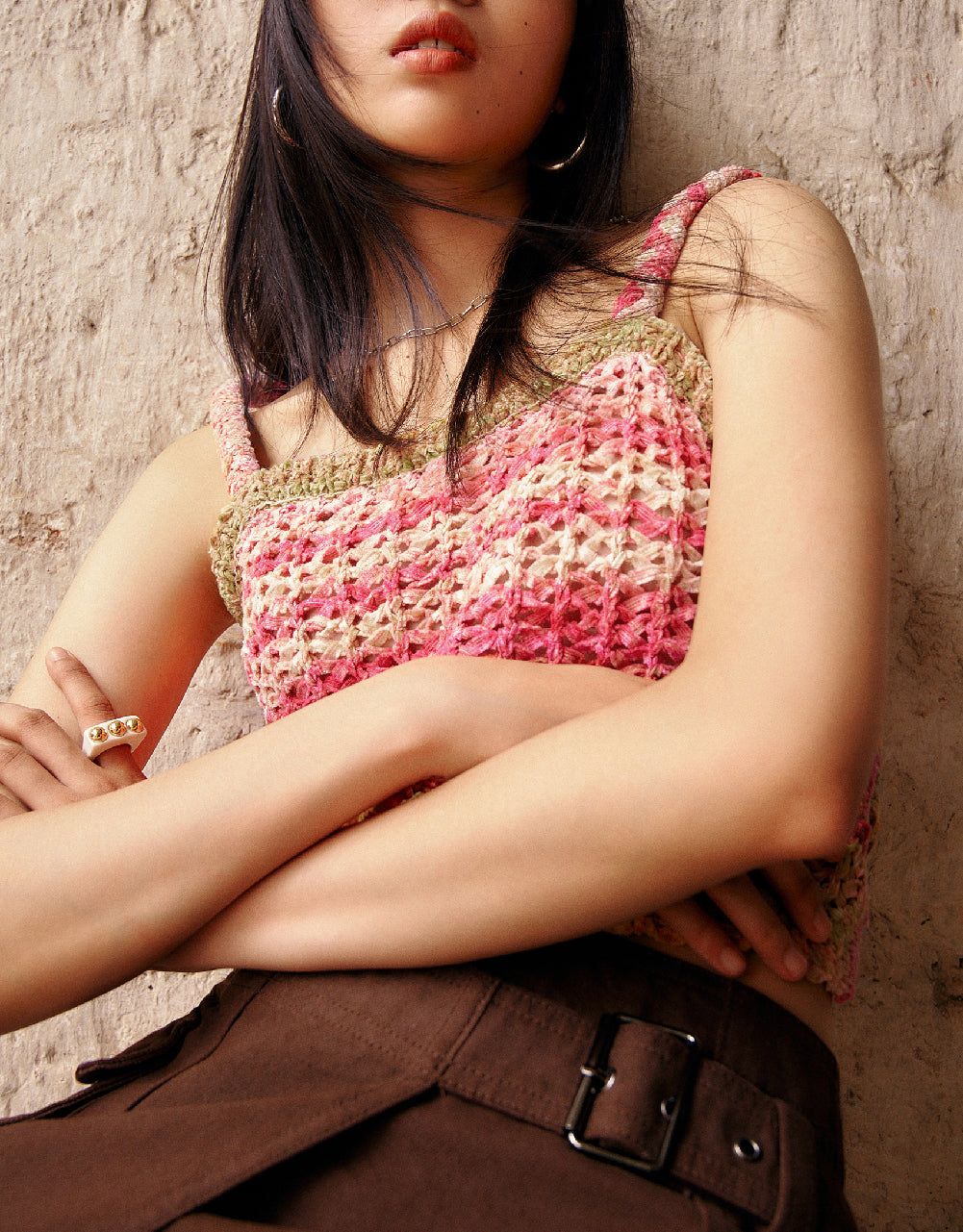 Crochet Striped Knitted Cami Top sold by Urban Revivo product image thumbnail 5