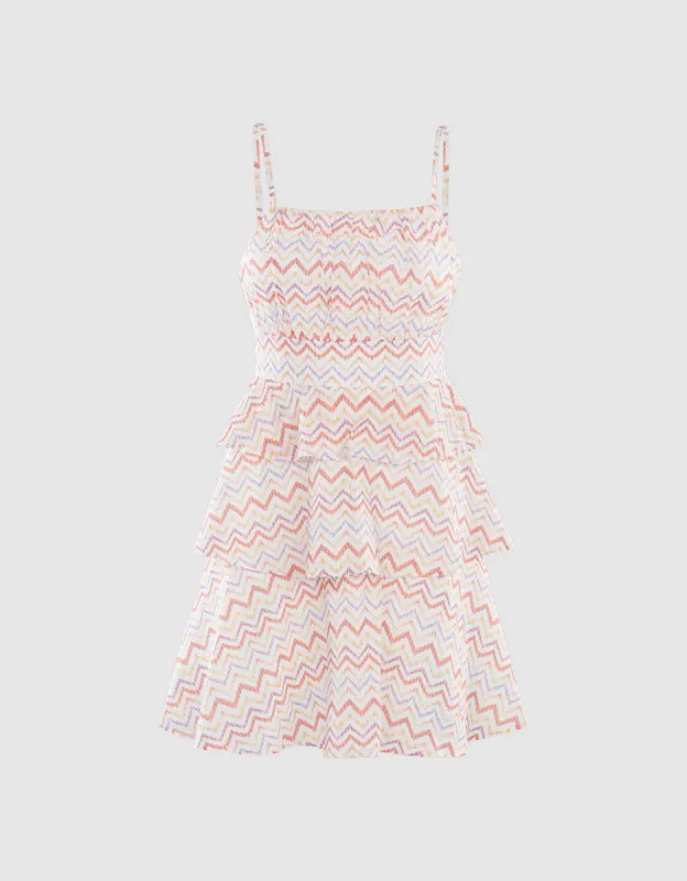 Wavy Print Tiered Cami Dress made by Urban Revivo