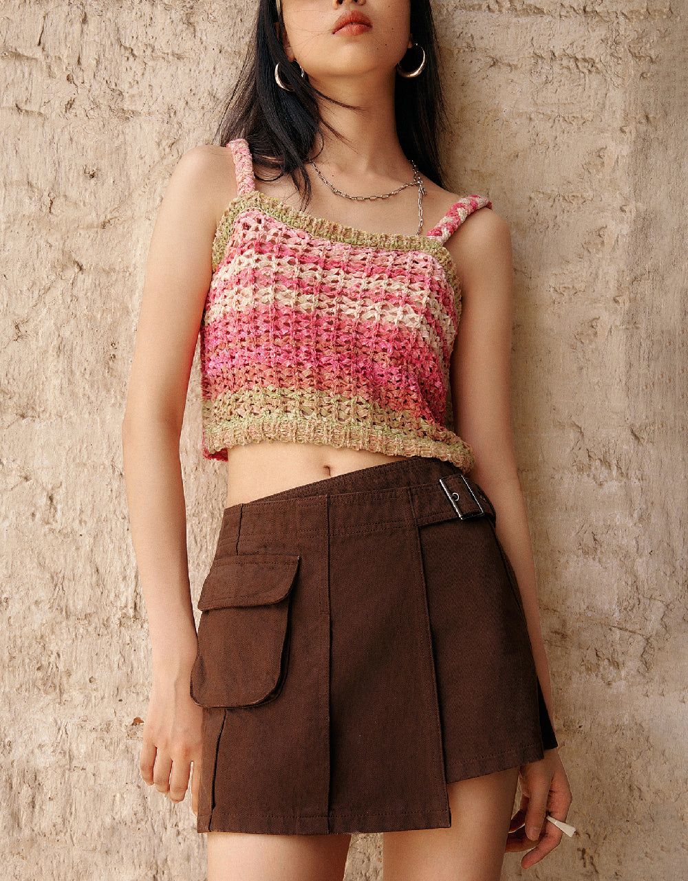Crochet Striped Knitted Cami Top sold by Urban Revivo product image thumbnail 2