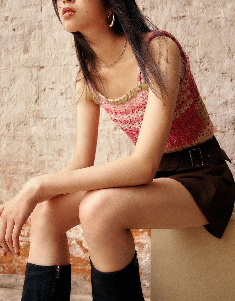 Crochet Striped Knitted Cami Top sold by Urban Revivo product image thumbnail 3