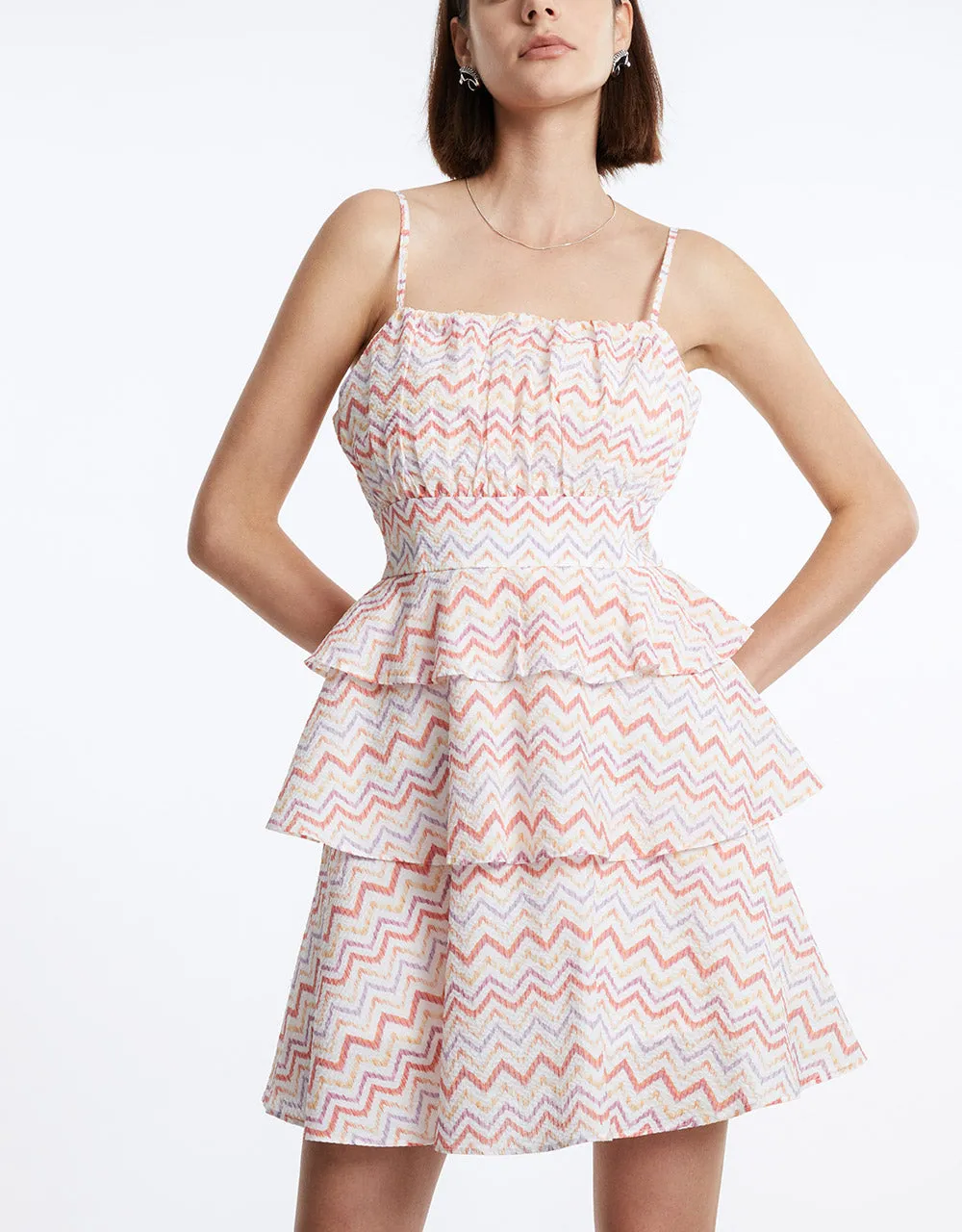 Wavy Print Tiered Cami Dress sold by Urban Revivo product image thumbnail 2