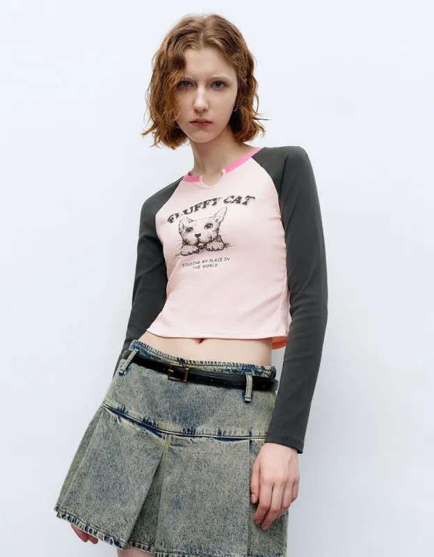 Pets Printed Raglan Skinny T-Shirt made by Urban Revivo