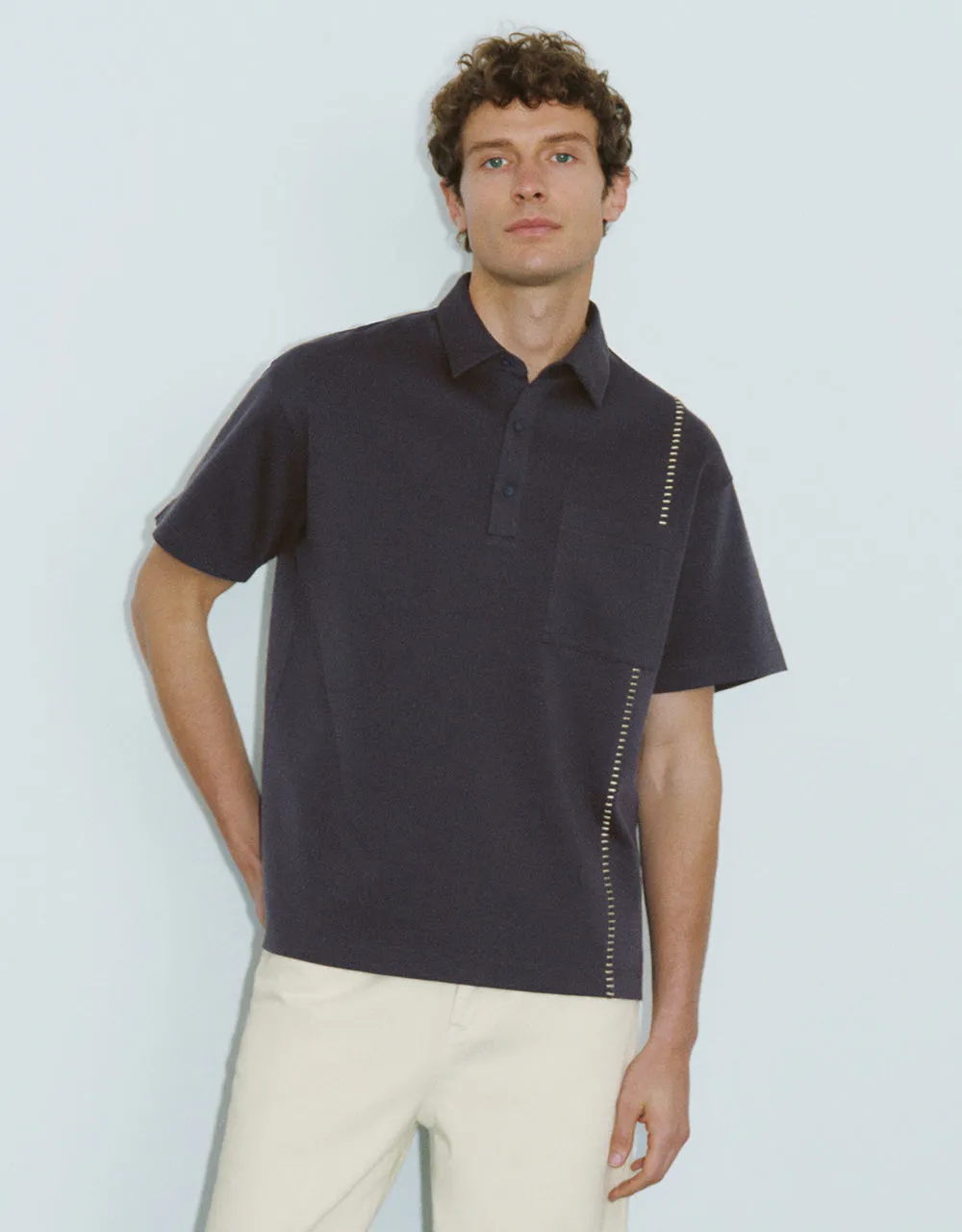 Button Half Placket T-Shirt sold by Urban Revivo