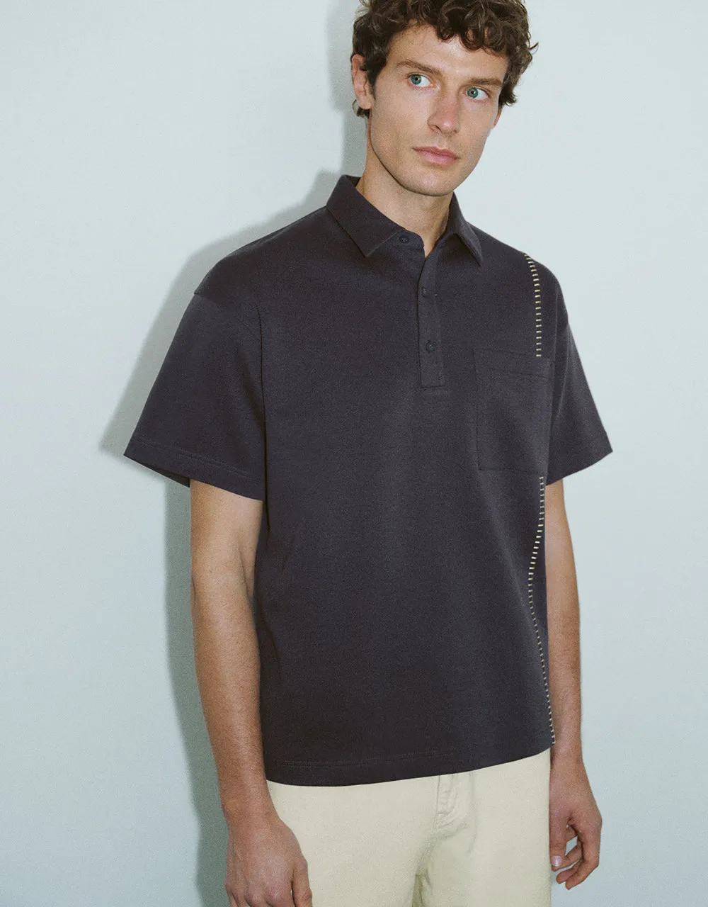 Button Half Placket T-Shirt sold by Urban Revivo product image thumbnail 3