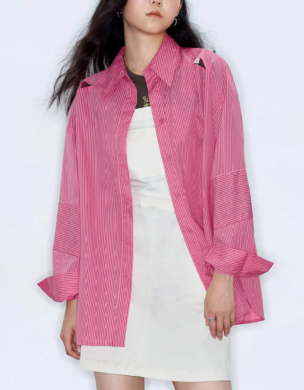 Striped Button Up Loose Shirt sold by Urban Revivo product image thumbnail 2