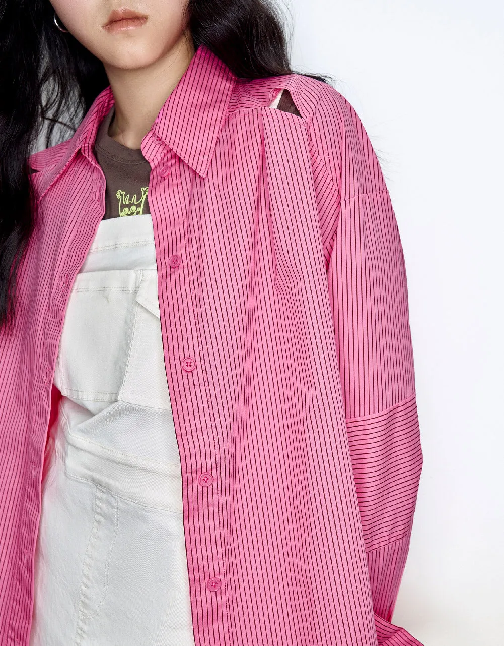 Striped Button Up Loose Shirt sold by Urban Revivo product image thumbnail 5