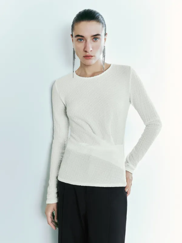 Textured Crew Neck Skinny T-Shirt sold by Urban Revivo