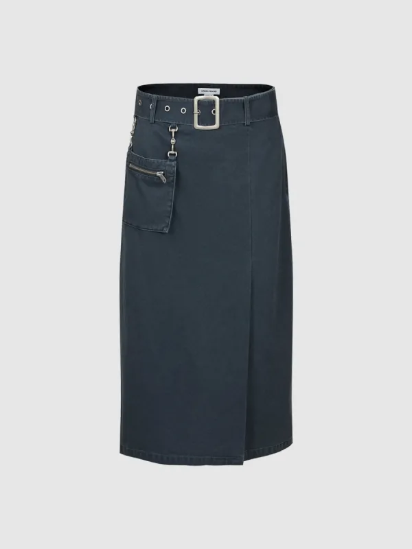 Midi Straight Skirt With Belt sold by Urban Revivo