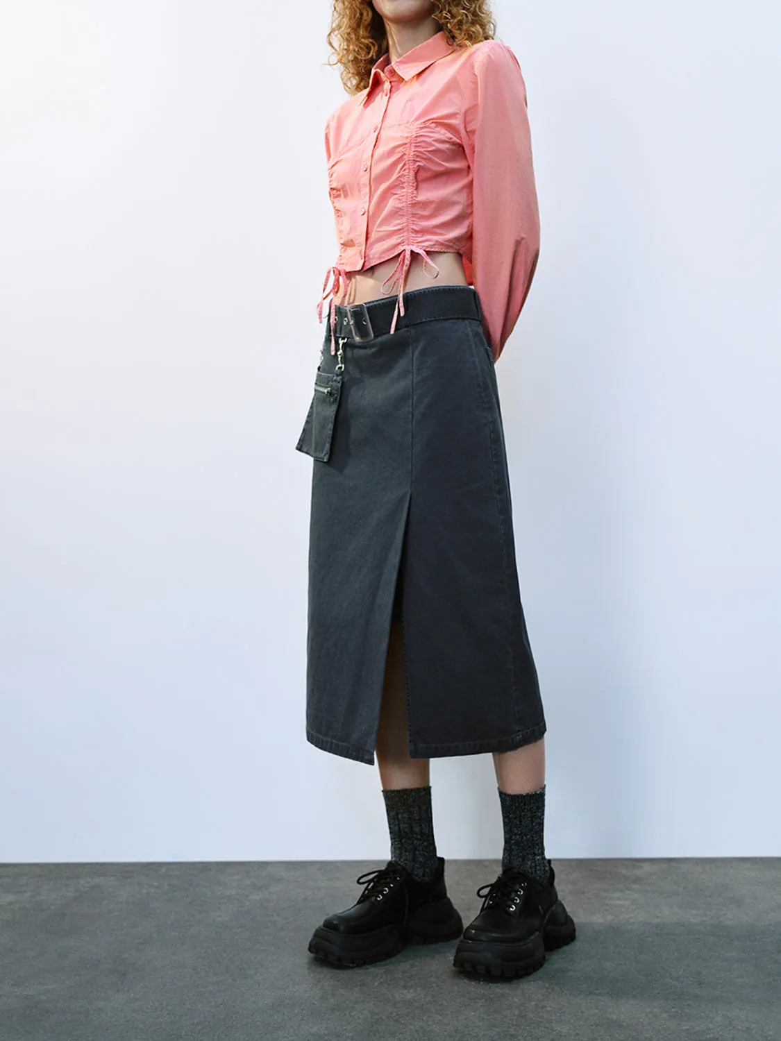 Midi Straight Skirt With Belt sold by Urban Revivo product image thumbnail 4