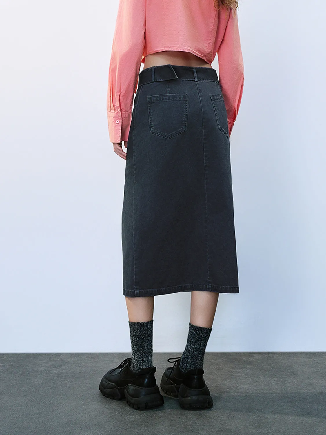 Midi Straight Skirt With Belt sold by Urban Revivo product image thumbnail 3