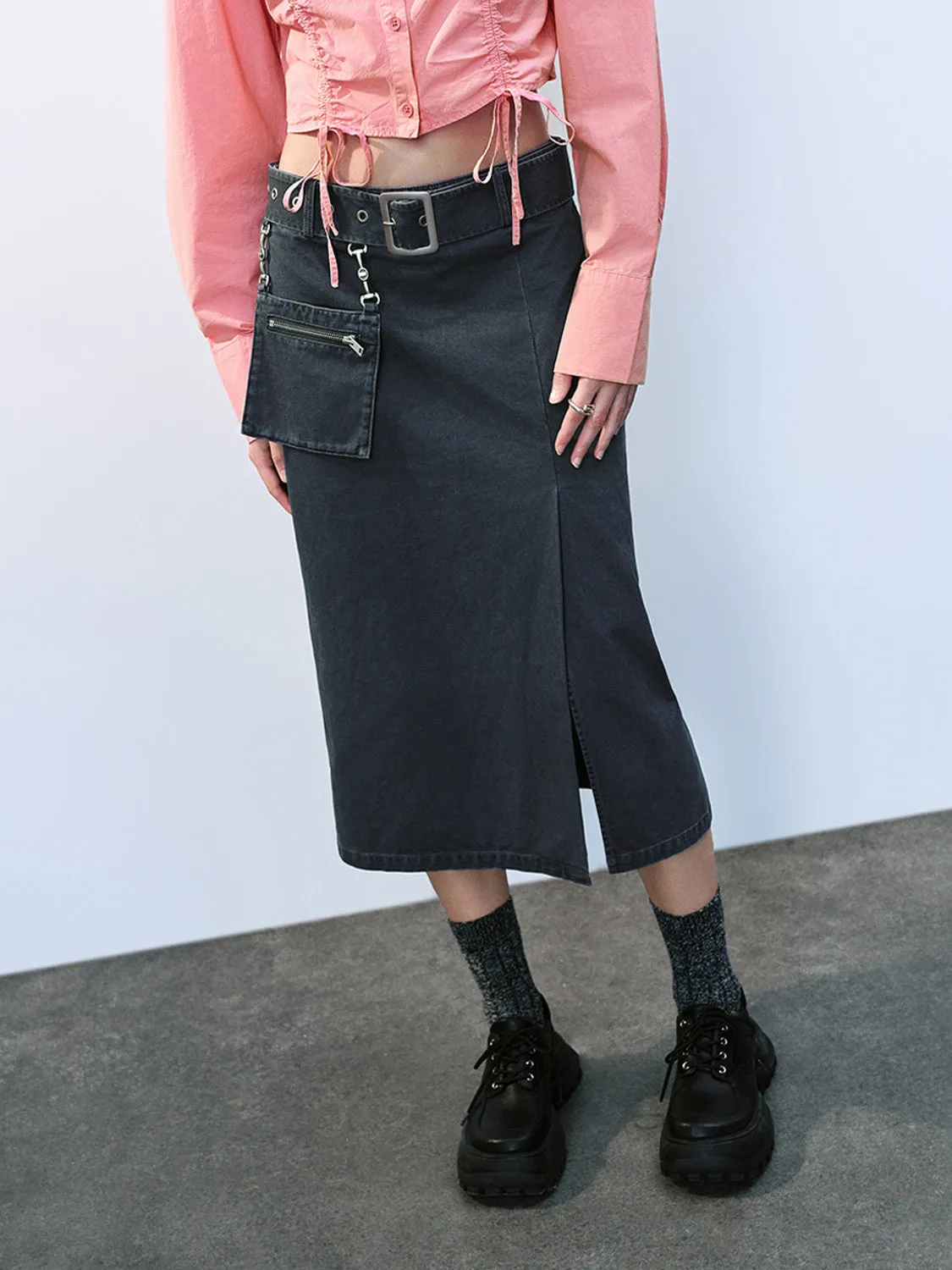 Midi Straight Skirt With Belt sold by Urban Revivo product image thumbnail 2