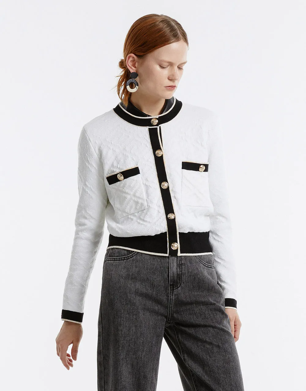 Contrast Trim Textured Cardigan sold by Urban Revivo product image thumbnail 2