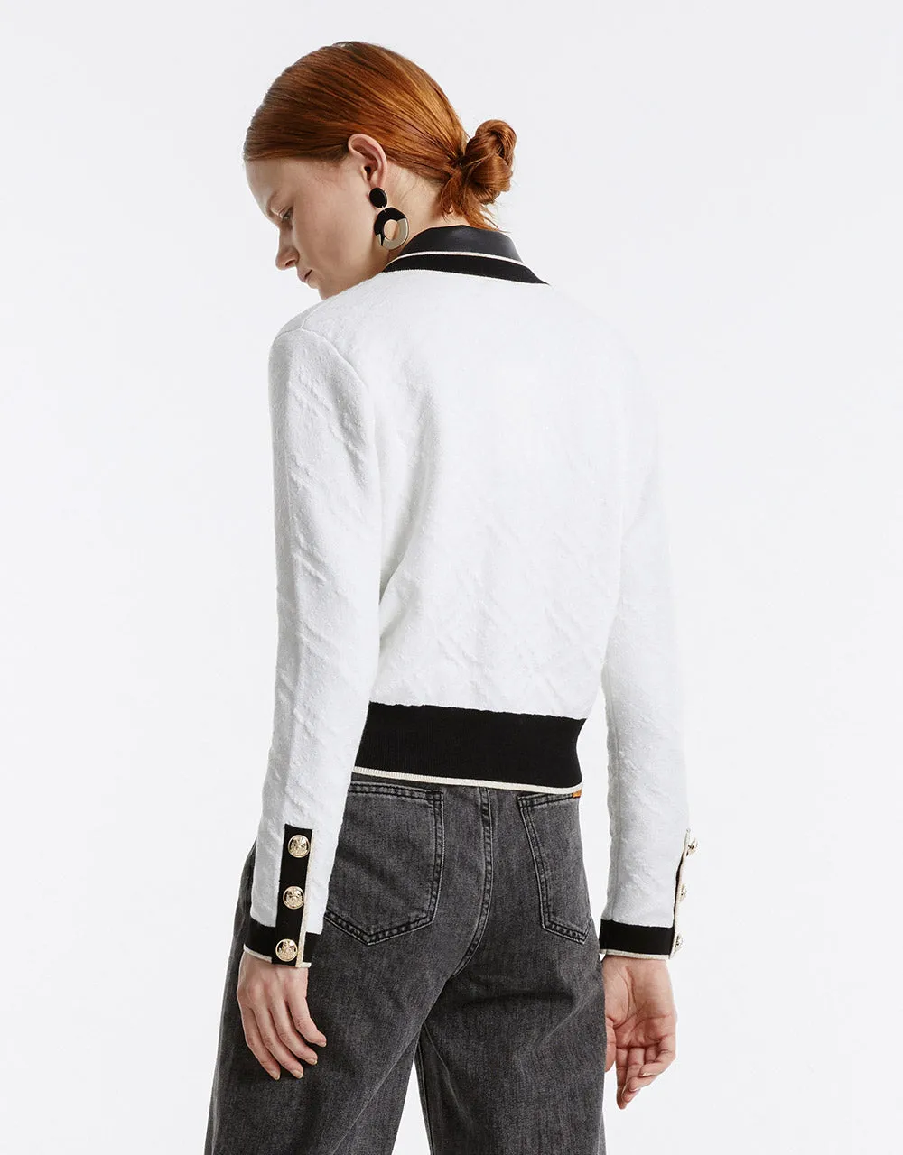 Contrast Trim Textured Cardigan sold by Urban Revivo product image thumbnail 3