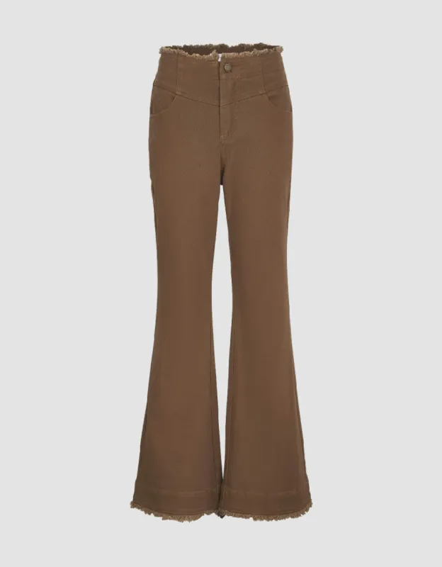 Raw Hem Flare Pants sold by Urban Revivo