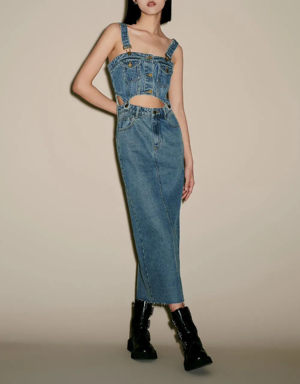 2 In 1 Denim Pinafore Dress sold by Urban Revivo product image thumbnail 3