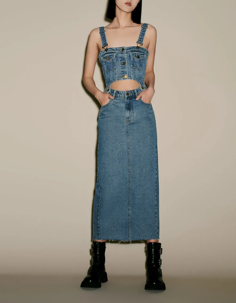 2 In 1 Denim Pinafore Dress sold by Urban Revivo