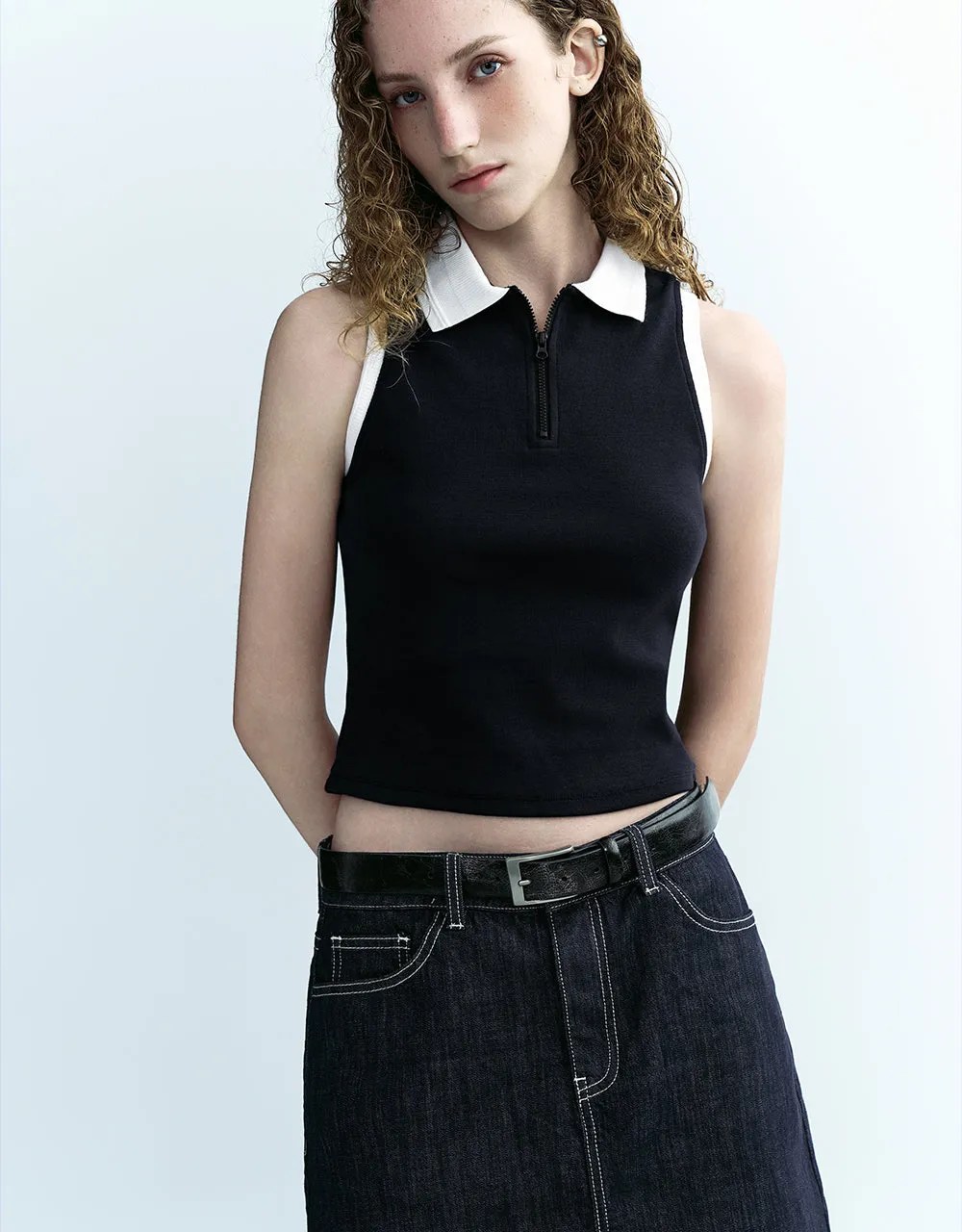 Sleeveless Skinny Polo Shirt sold by Urban Revivo product image thumbnail 3