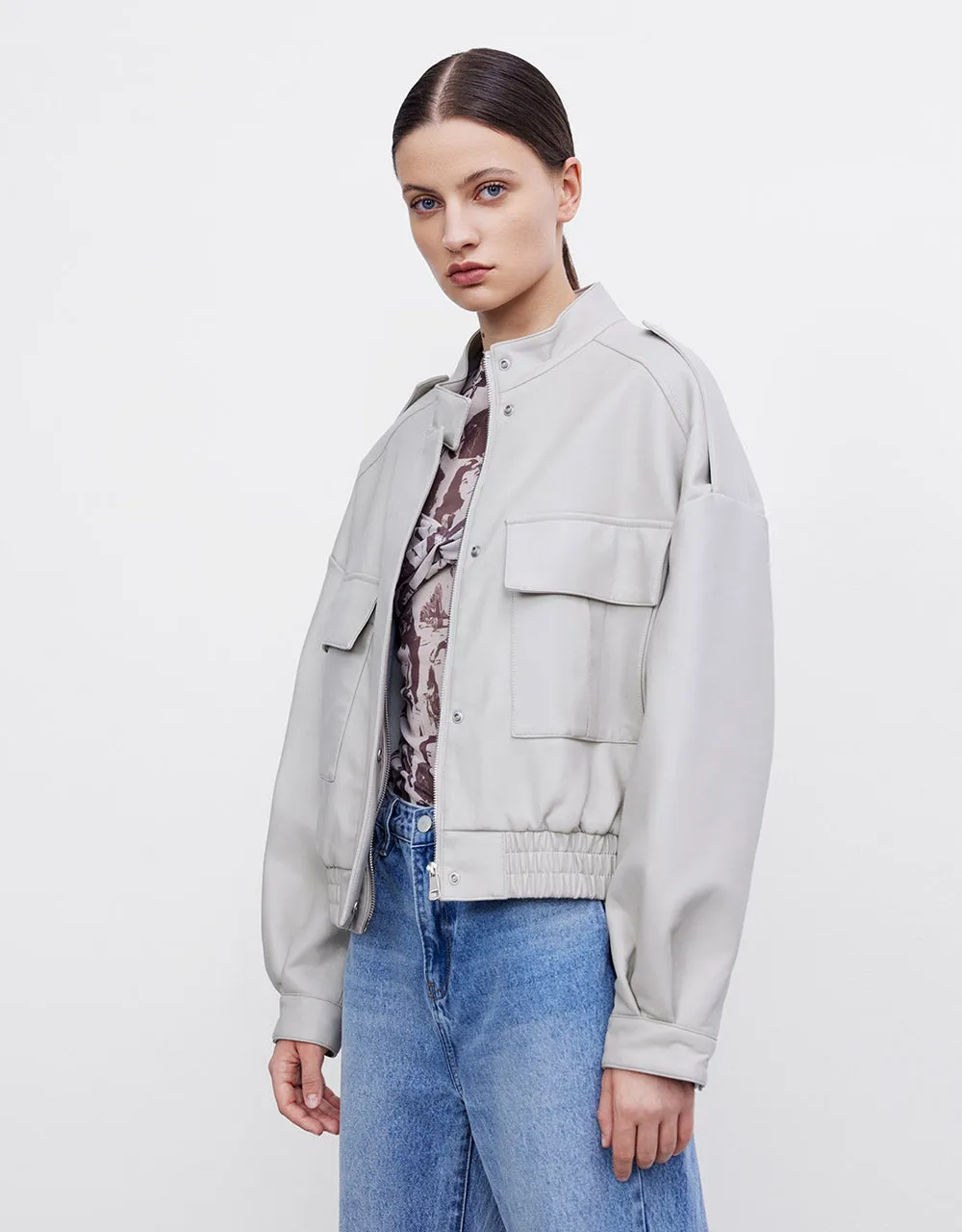 Utility Pocket Faux Leather Jacket sold by Urban Revivo product image thumbnail 2