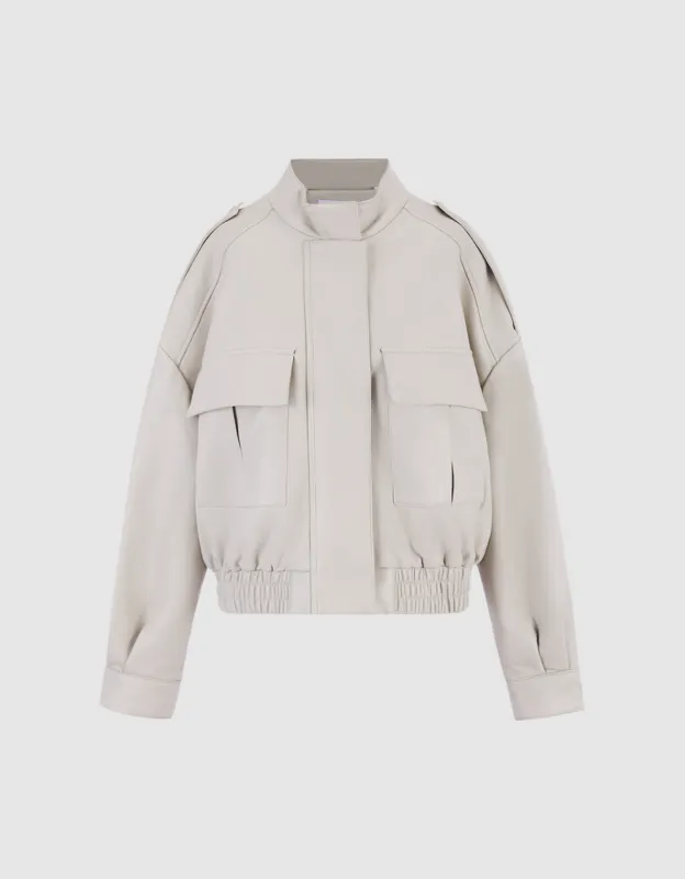 Utility Pocket Faux Leather Jacket sold by Urban Revivo