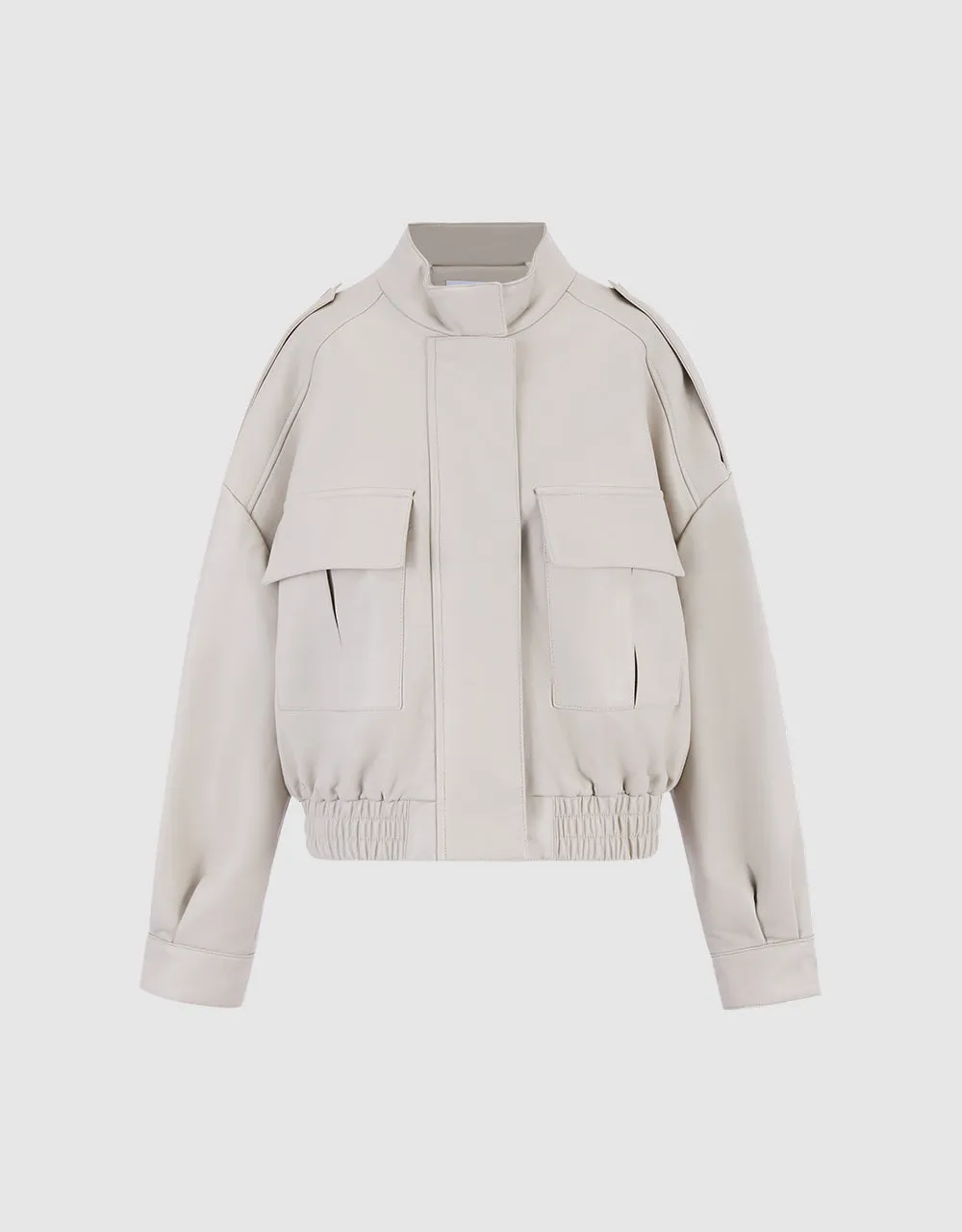 Utility Pocket Faux Leather Jacket sold by Urban Revivo