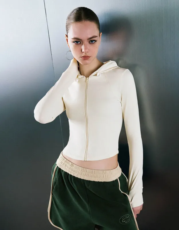 Zippper Front Skinny Hooded Jacket sold by Urban Revivo