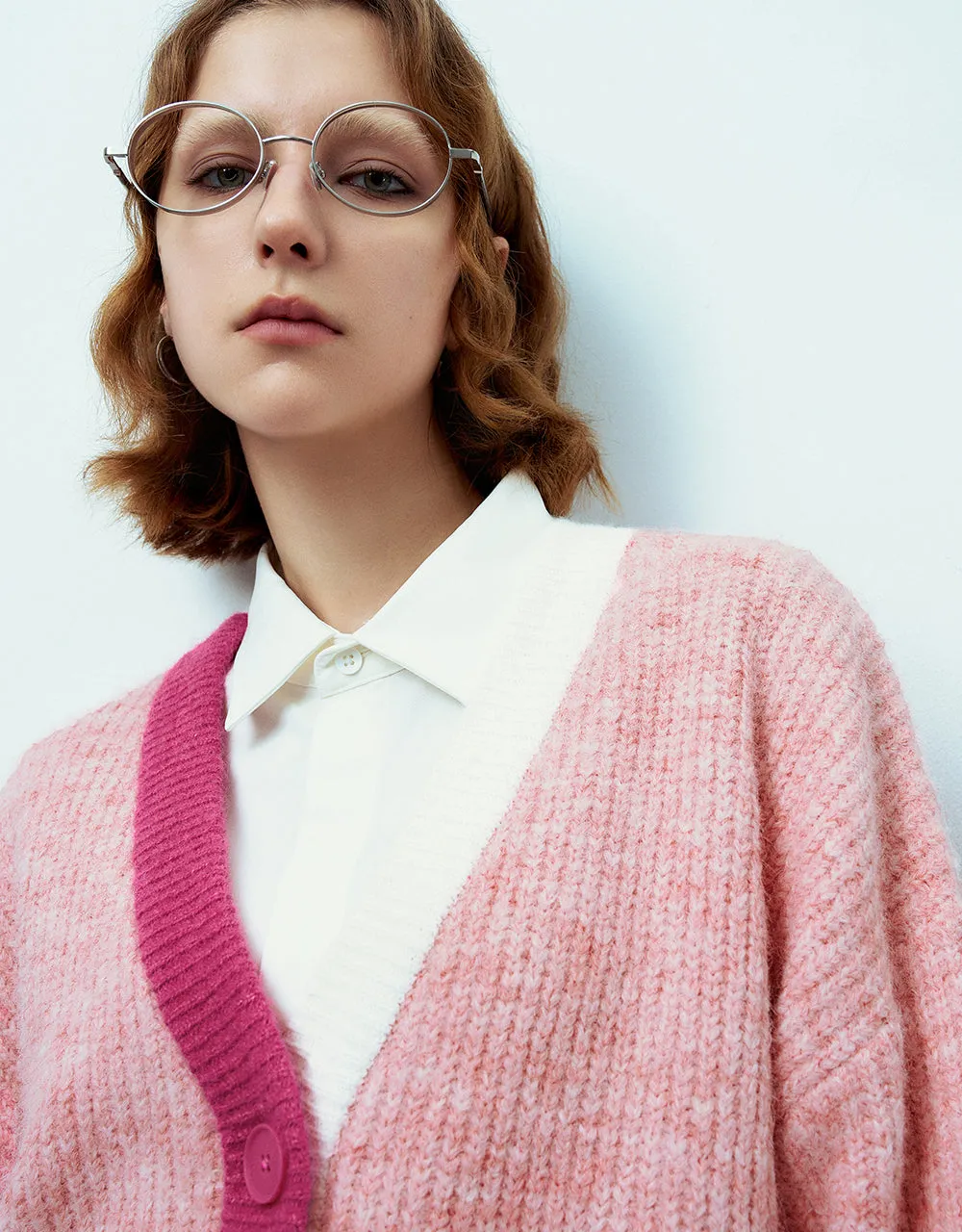 Drop Shoulder Sleeve V-Neck Knitted Cardigan sold by Urban Revivo product image thumbnail 4