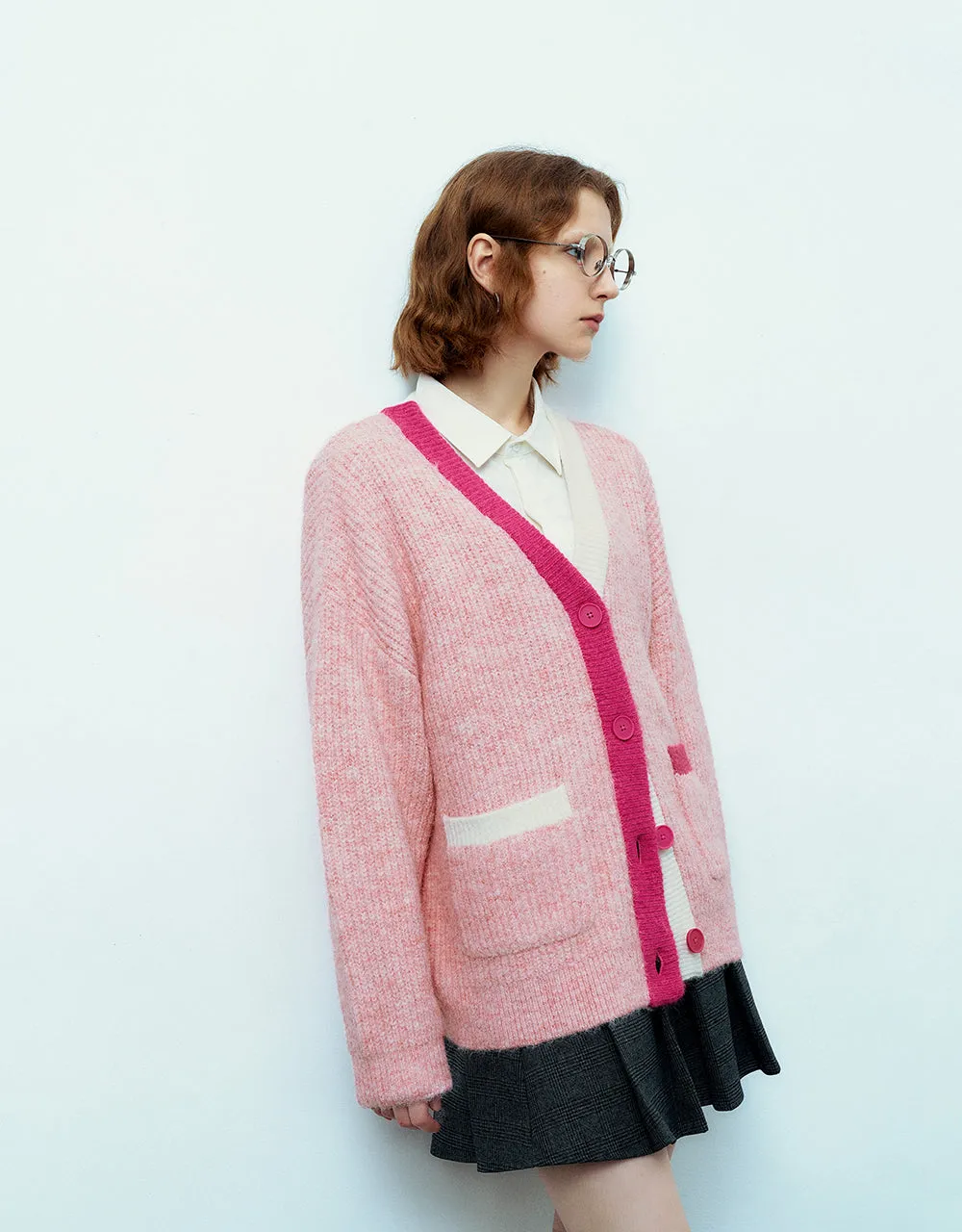 Drop Shoulder Sleeve V-Neck Knitted Cardigan sold by Urban Revivo product image thumbnail 3